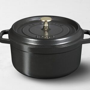 Staub 4Qt. Enameled Cast Iron Round Dutch Oven- Matte Black